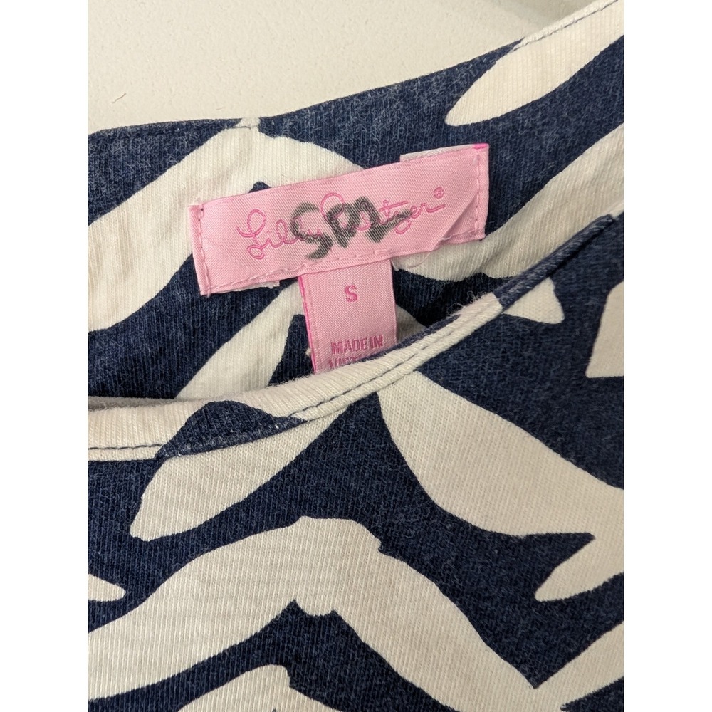Lilly Pulitzer I got lucky‎ bird Charlene Shift Dress Small navy white chevron - Picture 3 of 7